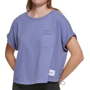 Womens Calvin Klein Bungee-Hem Pocket Cotton T-Shi Hyacinth XL